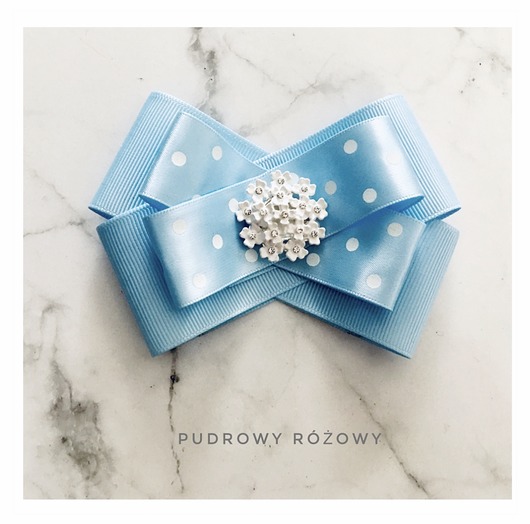 broszki Brosza Baby Blue z Kwiatkami New