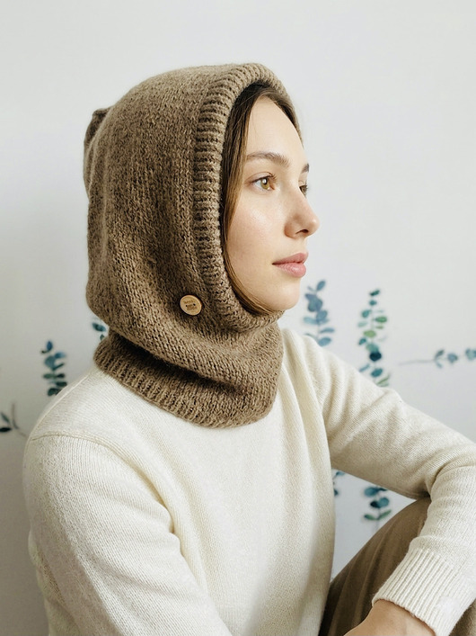 czapki damskie Balaclava kominiarka kaptur czapka 100% alpaka ręczna robota nugat
