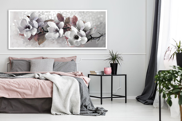 obrazy OBRAZ NA PŁÓTNIE - KWIATY MAGNOLIE 150x60cm