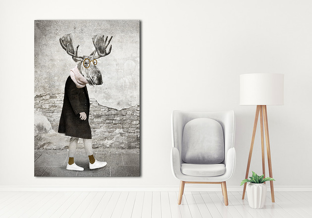 obrazy OBRAZ NA PŁÓTNIE - ŁOŚ W PŁASZCZU- 80x120cm
