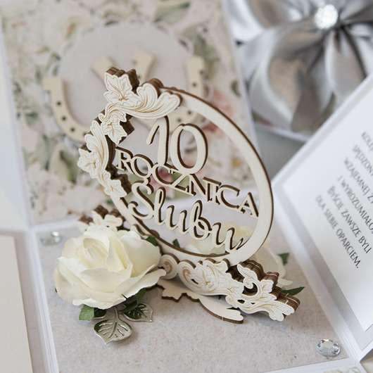 kartki scrapbooking 10 rocznica ślubu, aluminiowe gody, exploding box, kartka 3d