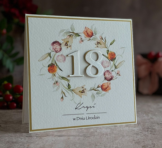 kartki scrapbooking Kartka urodzinowa z kopertą prezentową, BH 65c