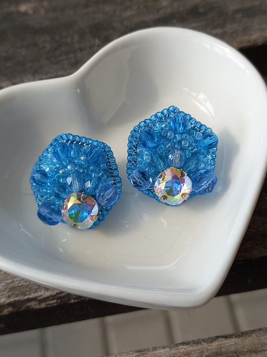 kolczyki - inne Niebieskie kolczyki geometryczne