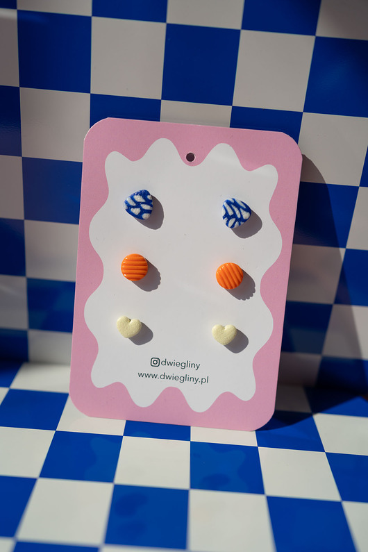 kolczyki z masy plastycznej Zestaw 3 par małych sztyftów