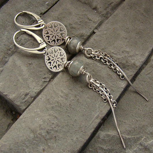 kolczyki z kamieniami Kolczyki Labradoryt