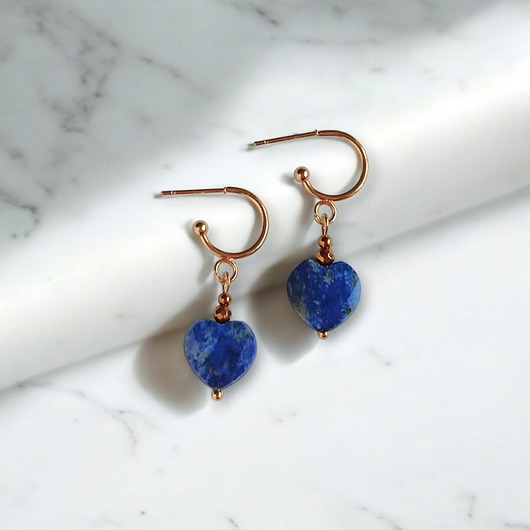 kolczyki z kamieniami Kolczyki serduszka LAPIS LAZULI : wyjątkowy prezent