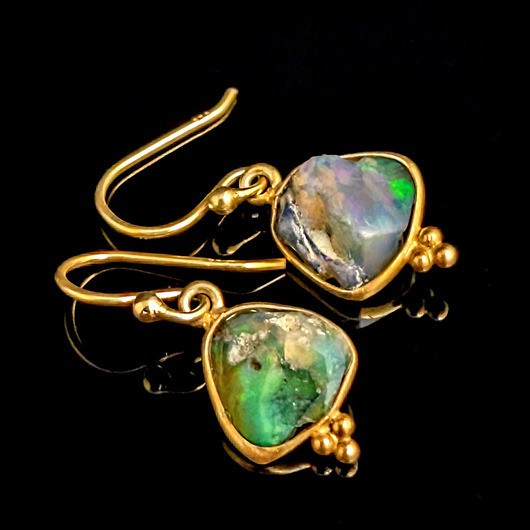 kolczyki pozłacane Opale iskrzące ze złotem