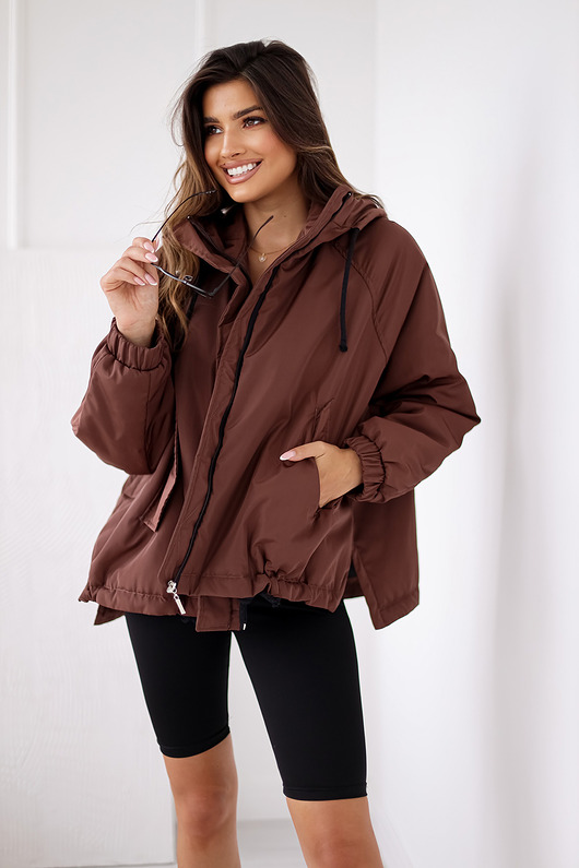 kurtki damskie Brązowa Kurtka Wiosenna z Rozcięciami
