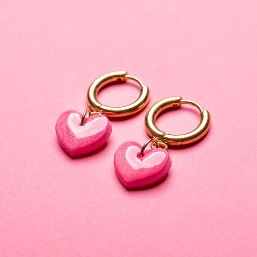 kolczyki z masy plastycznej Wróżkowe kolczyki serduszka (robione ręcznie z gliny polimerowej)