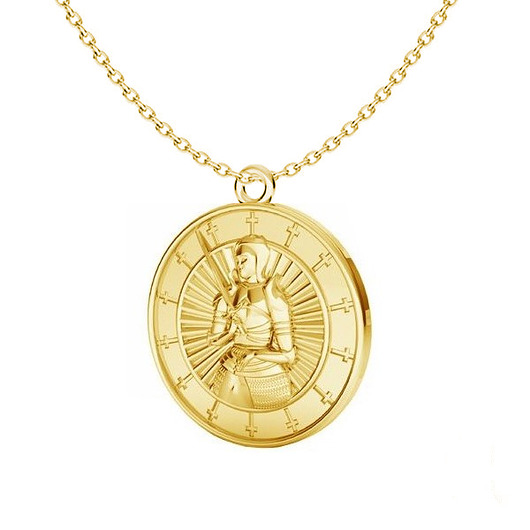 złote naszyjniki JOANNA D'ARC- naszyjnik moneta srebro,złoto,róż