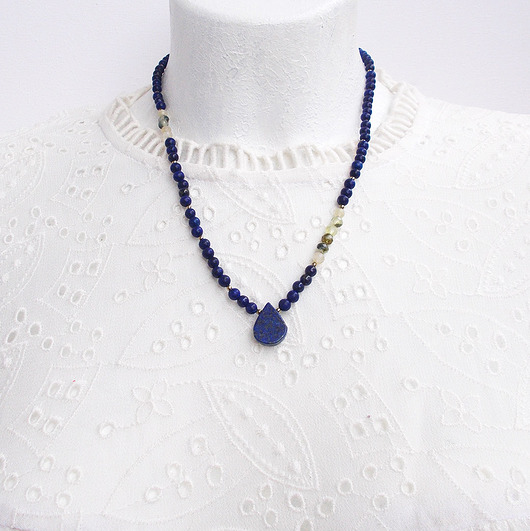 kolie Lapis lazuli i Cytryn Naszyjnik