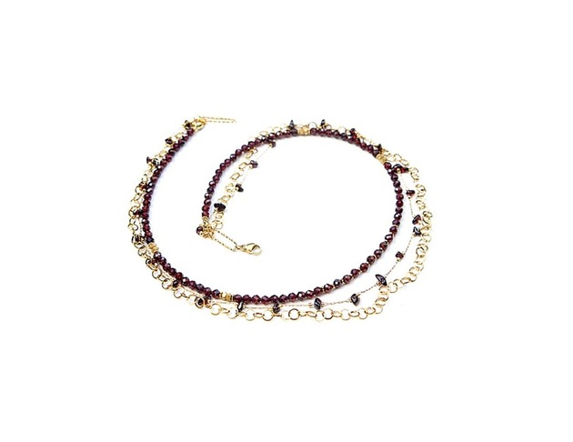 korale Triple - Granaty /naszyjnik/  - Szlachetna kolekcja