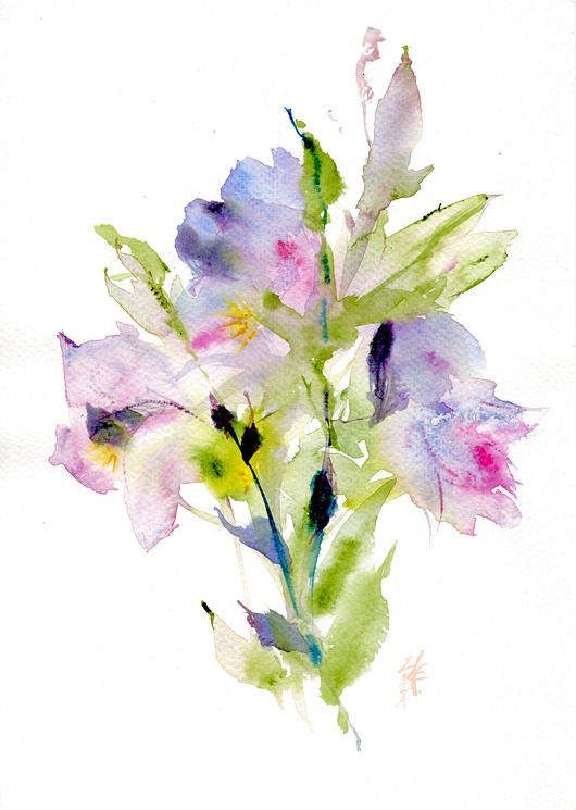 obrazy Oryginalna akwarela. Kwiaty