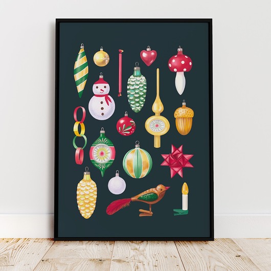 plakaty Plakat "Bombki PRL" ciemne tło