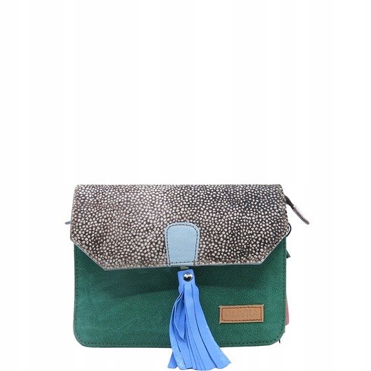 torby na ramię Torebka zamszowa, elegancka, skórzana, zamsz, ozdobny chwost eko OLIVKA