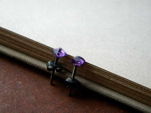 kolczyki wire wrapping kwadratowe ametysty