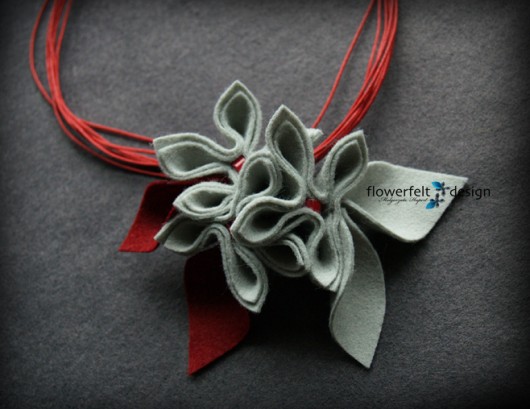 Grey with Red FlowerFelt Design
