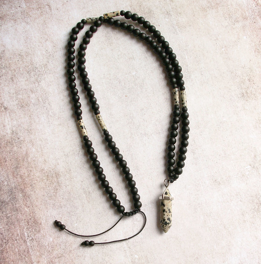 biżuteria męska Jaspis dalmatyński, onyks - naszyjnik MĘSKI