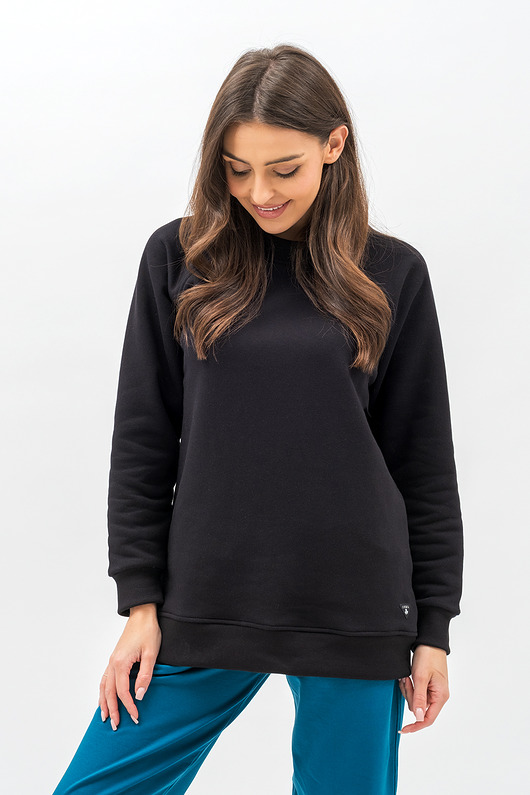 bluza bez kaptura damska Bluza basic ciepła ,,SEDA"  czarny