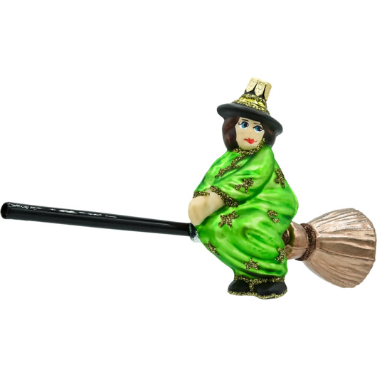 ozdoby choinkowe Bombka choinkowa: Czarownica na miotle: jasnozielona