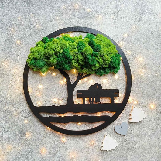 dekoracje świąteczne Obraz baobab z parą na ławce, 39cm 
