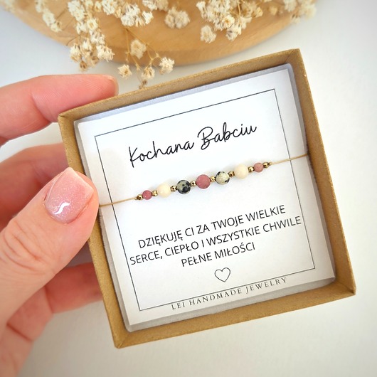 bransoletki z kamieni naturalnych Bransoletka z dedykacją na DZIEŃ BABCI