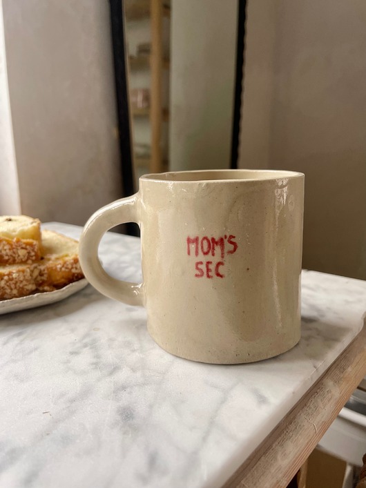 kubki i filiżanki Duży Ceramiczny Kubek Handmade 400 ml Beżowy dla Młodej Mamy