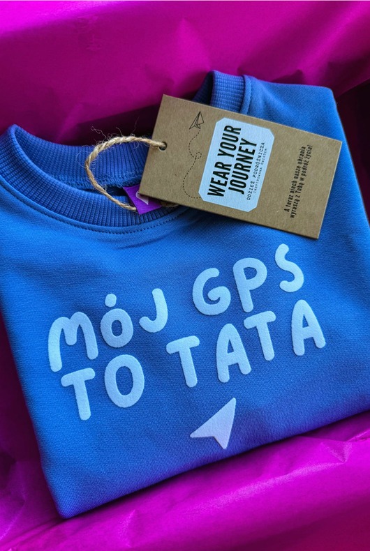 bluzy dla dziewczynki Bluza dziecięca MÓJ GPS TO TATA - lawendowa