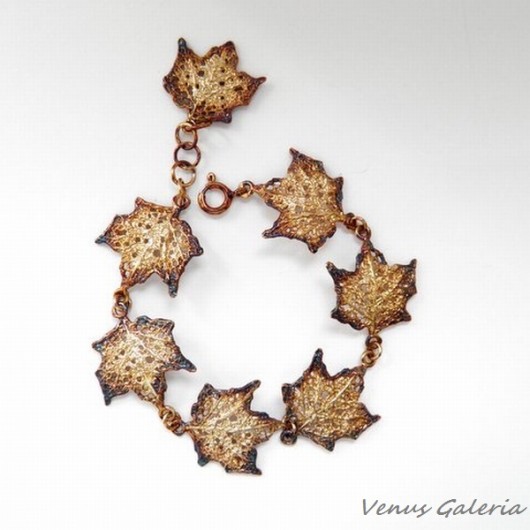 Bransoletka srebrna - Klon mały brązowy VENUS GALERIA