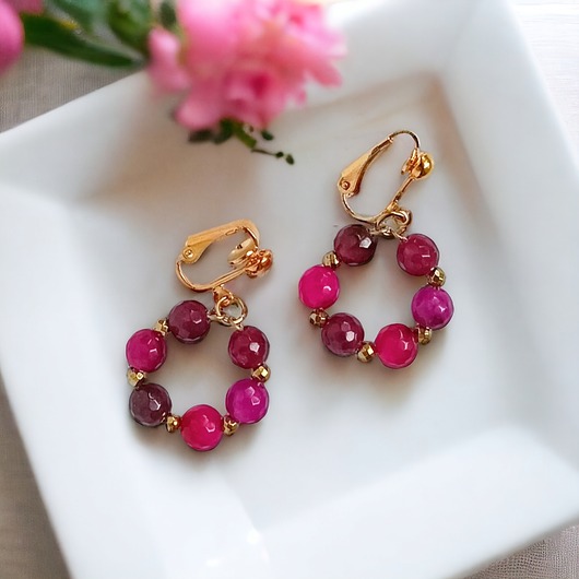 klipsy Kolekcja WIANKI : urocze klipsy : fuchsia