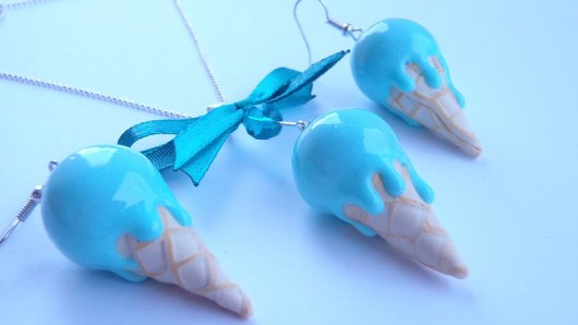 komplet z modeliny fimo lody smerfowe Piecuchowo