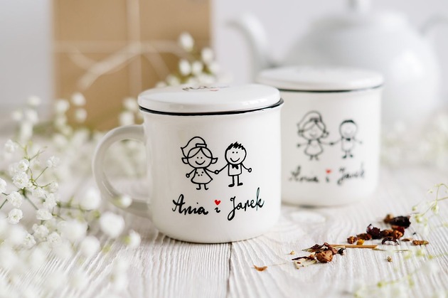 kubki Kubki Młodej Pary, prezent ślubny z imionami, datą
