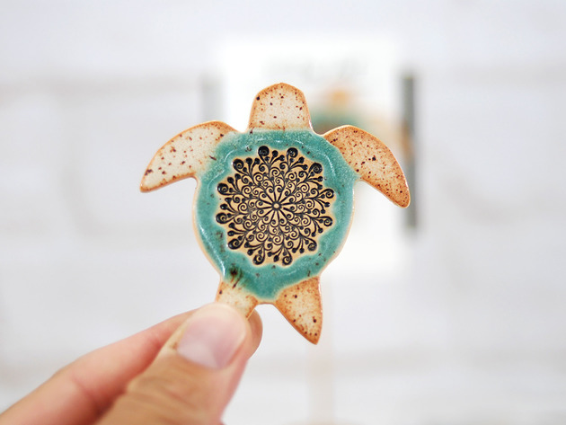 Magnes żółw ceramiczny na lodówkę 10FingersArt