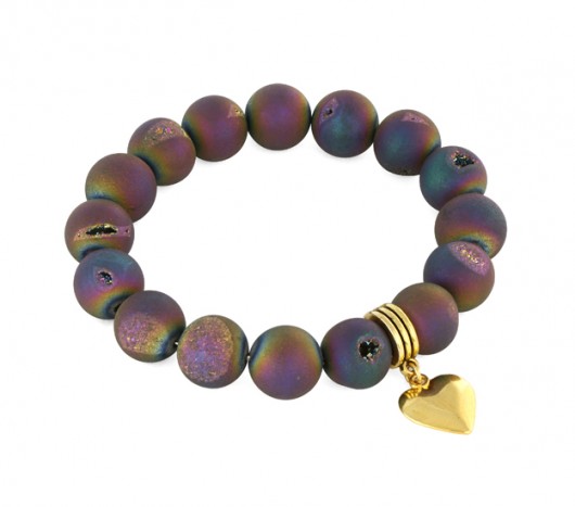 Petrol druzy agate with heart. Lavoga