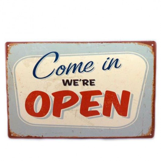 Szyld metalowy Open MIA home