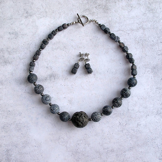 kolie Naszyjnik & kolczyki : agat trawiony