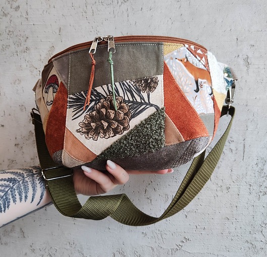 saszetka nerka Nerka gigant unikat patchwork lisek szyszka muchomorek