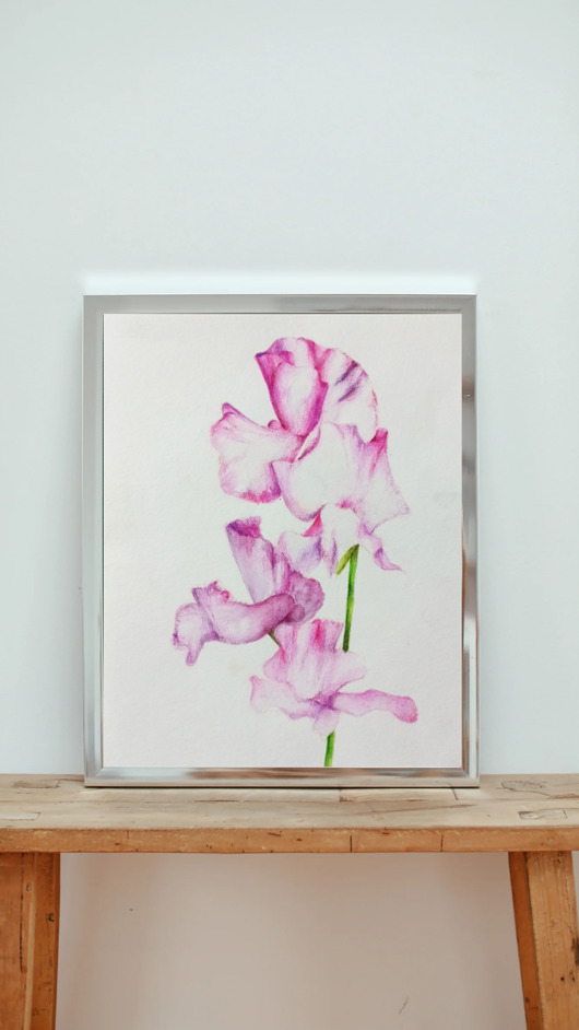 obrazy WYPRZEDAŻ SZTUKI! Akwarela Kwiaty oryginalny obraz 300g A4 21x30 cm