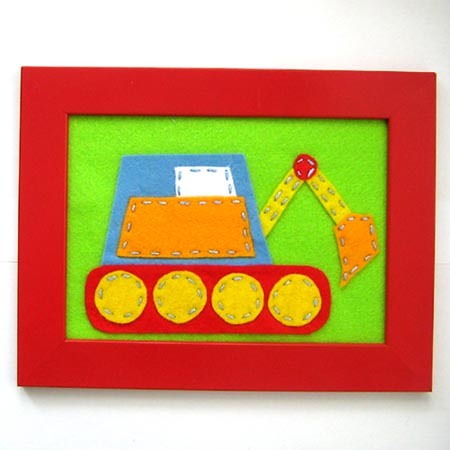 Koparka - obrazek z filcu locoloro