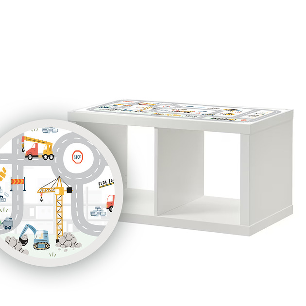 meble do pokoju dziecka Plac budowy - naklejka na blat regału na zabawki
