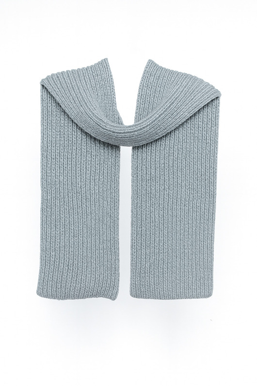 szale damskie PUCHACZ RWS Szary - duży mięsisty szalik z etycznej wełny merino i bawełny