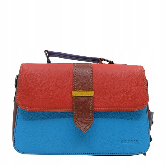 torby na ramię Torebka skórzana do ręki i na ramię, regulowany pasek, kolorowa eko OLIVKA