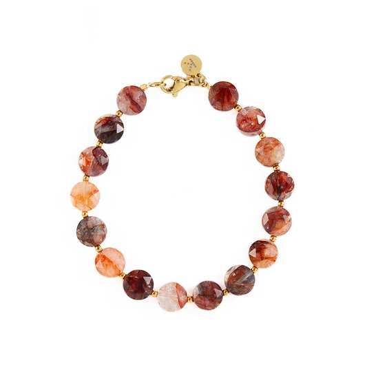 bransoletki z kamieni naturalnych Bransoletka z bordowych kamieni miłości - Wersja Pozłacana