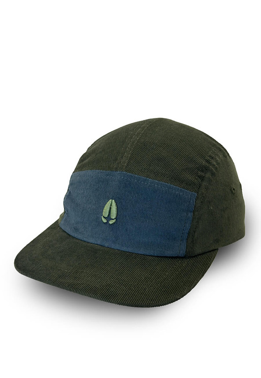 czapki dziecięce AGAMA JUNIOR 5 panel - oliwkowo niebieska dziecięca czapka z daszkiem