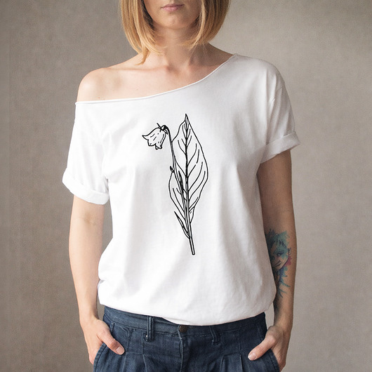 t-shirt damskie Konwalia Oversize Biały