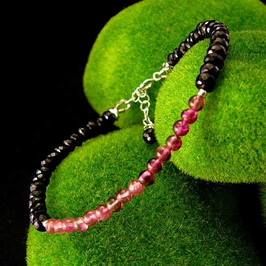 bransoletki z kamieni naturalnych Bransoleta Tęcza - Turmalin Różowy Czarny