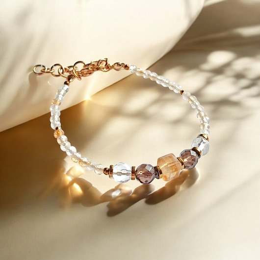 bransoletki z kamieni naturalnych DOBROBYT - amulet - cytryn,kwarc dymny,k.górski - z zapięciem