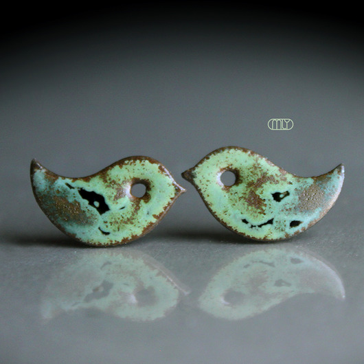 kolczyki ceramiczne Ptaszki /stal chirurgiczna/