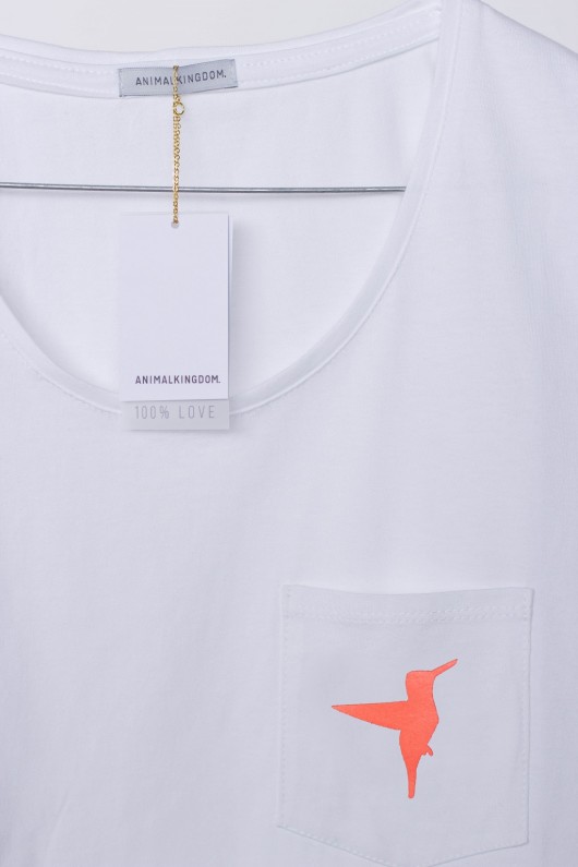 T-shirt Cotton z koralowym kolibrem ANIMALKINGDOM