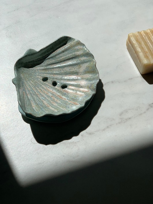 mydelniczki Ceramiczna Mydelniczka Handmade Muszelka Muszla z Odpływem Błękitna